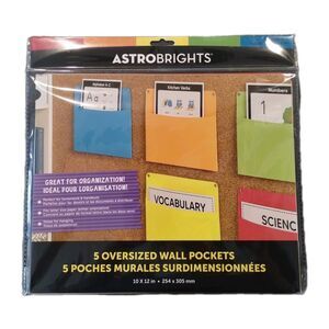 Astrobrights Oversized Wall Pockets, Pack of 5 Folders, Multi-Color - NEW
